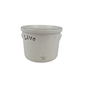 Pottery By Inc Kathy White Ceramic Live Star Crock Planter Kitchen Decor 4x5